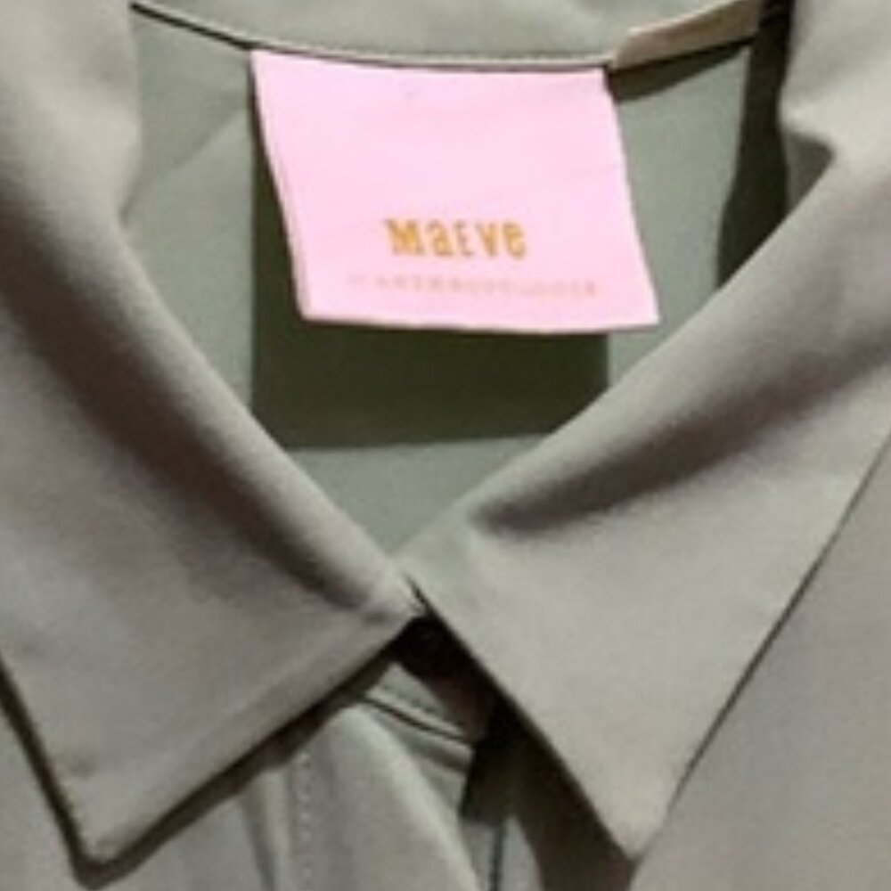 Maeve Avocado Green Long Sleeve Blouse